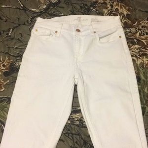 7 for all mankind white denim skinny jeans